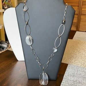 AV Max silver tone link chain necklace with lucite pendant